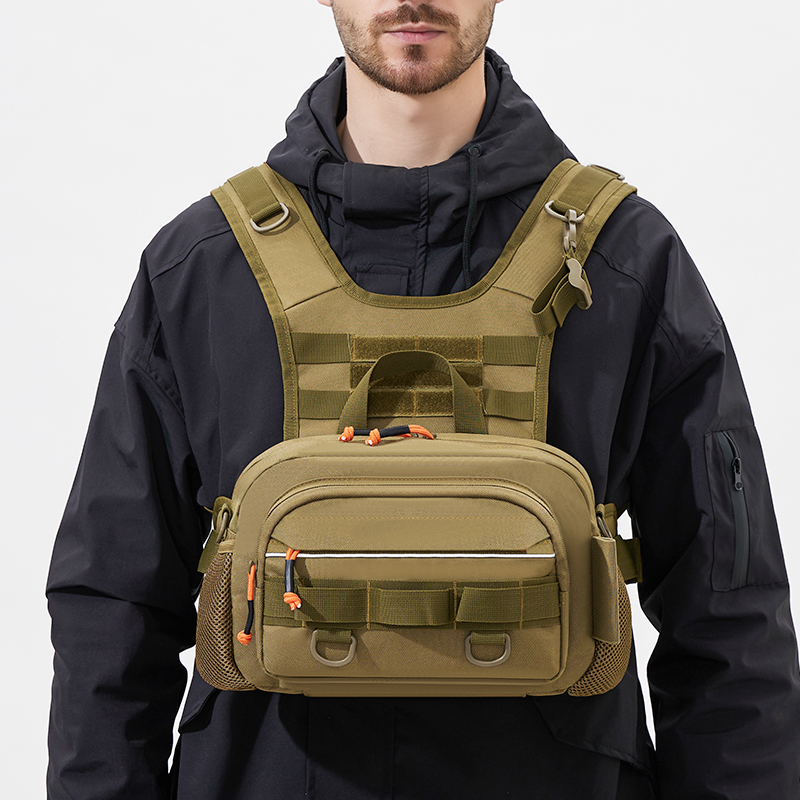 Fishing Rod Holder - Men Chest Bag Tactical Fishing Backpack