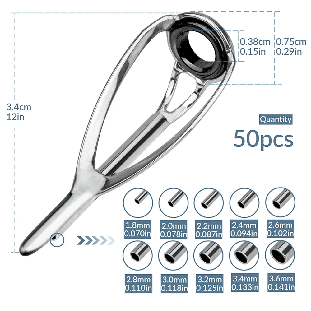 THKFISH 50pcs Fishing Rod Guid - Fishing Rod Tip Replacement 评论和价格