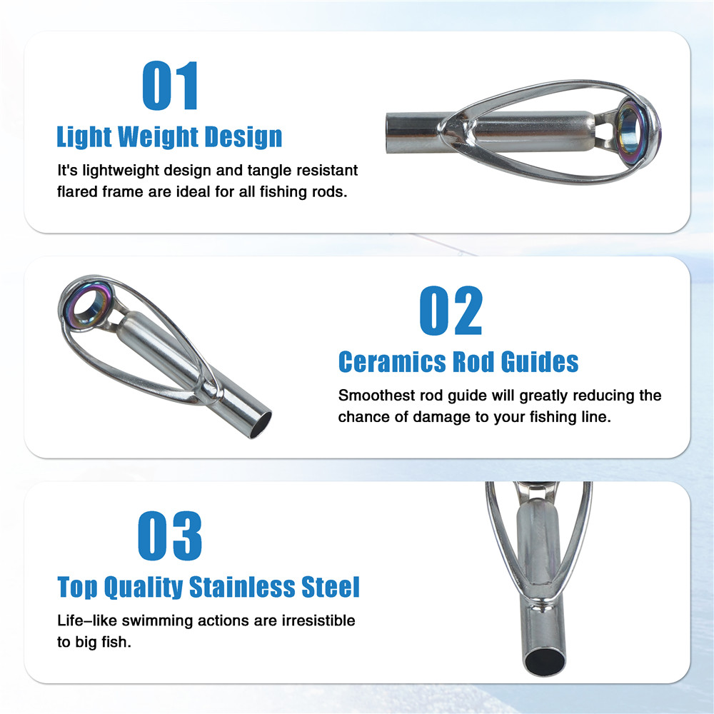 10Pcs Fishing Rod Guide Tips R - Fishing Rod Tip Replacement 评论和价格
